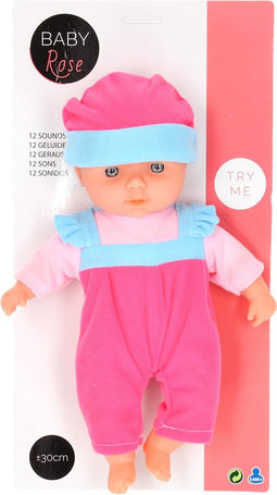 Baby Rose Babypop met Geluiden, 30cm.