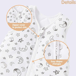 Baby Winter slaapzak 2.5 Tog baby slaapzak 100% katoen ademende babyslaapzak (wit dier 12-24 maanden)