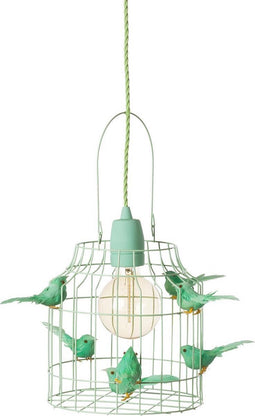 Babykamer hanglamp mintgroen| met vogeltjes nét echt