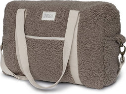 Babyshower Camila - Luiertas - Brown Doodle - Teddy Stof - Extra Grote Luiertas - Verstelbare Schouderband - Bruin