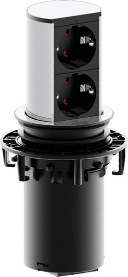 Bachmann Elevator - Inbouw Stopcontact - 2x 230V - RVS deksel - 2 meter aansluitsnoer