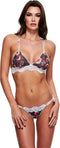Baci - Grey Floral & Lace Bra Set with Side Tie Panty S/M