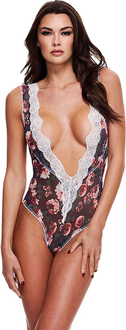Baci - Grey Floral & Lace Teddy M/L