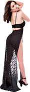 Baci - Mesh Gown & Gstring Maxi jurk en string set - Plus size (xl-xxxl) - Zwart