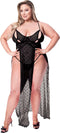 Baci - Mesh Gown & Gstring Maxi jurk en string set - Plus size (xl-xxxl) - Zwart