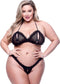 Baci - Peek-A-Boo Bra & Crotchless G-string Lingerie set - S/M - Zwart