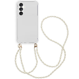 Backcover met koord + armband - Parels voor de Samsung Galaxy A55 - Transparant