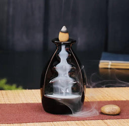 Backflow wierook brander / houder waterval zwart keramiek 2#