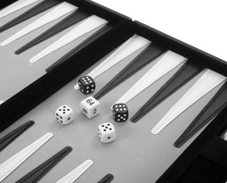 Backgammon 11" grijs / zwart / wit gestikt