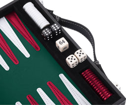 Backgammon 11" groen / rood / wit gestikt