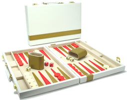 Backgammon 38 cm Wit m.gouden bies
