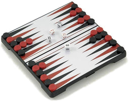 Backgammon casette magnetisch zwart kunstof 20cm