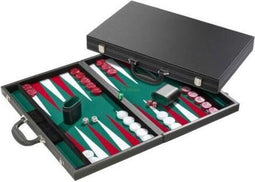 Backgammon Luxe ingelegd vilt 38 cm. groen/rood/wit