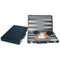 Backgammonkoffer 38 cm. Zwart effen