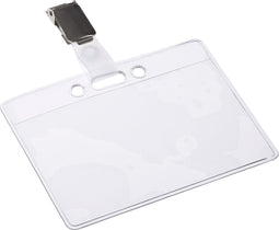 Badgehouder Europel strip + clip – 90 x 60 mm – Transparant – Open – 24 stuks