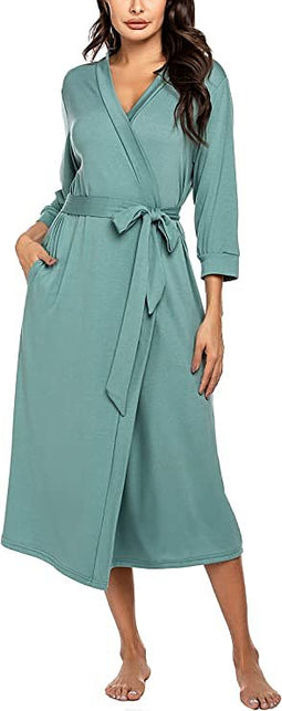 Badjas, nachtkleding, kimono, saunajas met diepe V-hals, pyjama's met diepe V-hals, dunne katoenen d