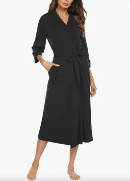 Badjas, nachtkleding, kimono, saunajas met diepe V-hals, pyjama's met diepe V-hals, dunne katoenen damesjas, maat S