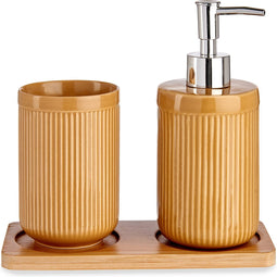 Badkamer Accessoire Set Bamboe Keramisch
