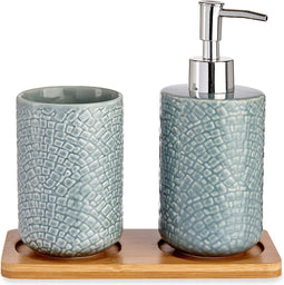 Badkamer Accessoire Set Grijs Blauw Keramisch