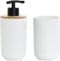 Badkamer Accessoire Set Wit Bamboe Keramiek