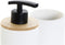 Badkamer Accessoire Set Wit Bamboe Keramiek