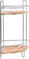 Badkamer/douche hoek plankjes staand rekje van chrome metaal en bamboe 20 x 20 x 36 cm - Ook ophangbaar