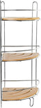Badkamer/douche hoek plankjes staand rekje van chrome metaal en bamboe 20 x 20 x 48 cm - Ook ophangbaar