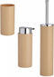 Badkamer set toiletborstel/ + zeeppompje + beker beige van kunststof