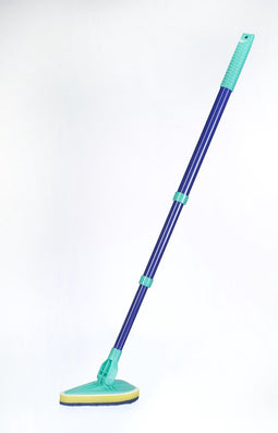 Badkamermop met sponsborstel - Blauw - Metaal - 45-90 cm