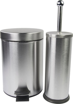 Badkamerset - Pedaalemmer 3 Liter - Toiletborstel - RVS