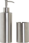 Badkamerset zeeppompje en beker/tandenborstelhouder zilver RVS 21 cm - badkamer accessoires
