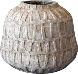 PTMD Timon bruine cement pot rond rand maat in cm: 31 x 31 x 26