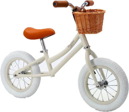 Baghera Retro Loopfiets Ivory White - kinderloopfiets met helm