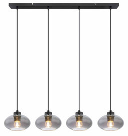 Globo Shaun - hanglamp - 4 lichtpunten - zwart - E27 - 15572-4H
