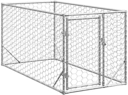 vidaXL - Hondenkennel - voor - buiten - met - deur - 2x1x1 - m - gegalvaniseerd - staal