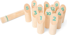 BS Toys Fins Werpspel - Kubb Spel - Buitenspeelgoed vanaf 8 Jaar - Stok Gooien - Kegelspel - 12 Houten Paaltjes - Kubb spel original - Kubb familiespel - Houten speelgoed - Buiten speelgoed - Buitenspel - Buiten Spellen - Tuin Speelgoed