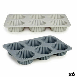Bakplaat voor Muffins Kinvara HH341 Lichtgrijs Donker grijs 25,5 x 3 x 17,5 cm Cupcakes (6 Stuks)