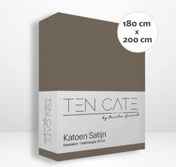 Ten Cate Hoeslaken - 180 x 200 cm - Katoensatijn - Hoekhoogte 35 cm - Strijkvrij - Taupe