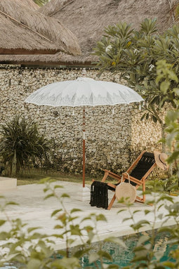 Bali parasol - half zilver crème - 250 cm