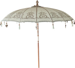 Bali parasol - licht blauw - 250cm - half zilveren beschildering