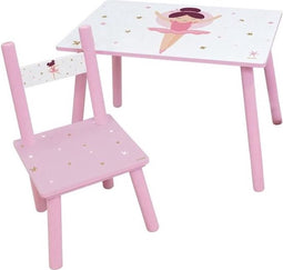 Ballerina Tafel met stoeltje, Tutu - 41,5 x 60 x 40 + 49,5 x 31,5 x 31 cm - MDF