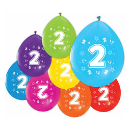 Globos Ballonnen 2-zijdig geprint cijfer 2, 8st.