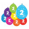 Globos Ballonnen 2-zijdig geprint cijfer 2, 8st.