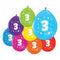 Globos Ballonnen 2-zijdig geprint cijfer 3, 8st.