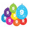 Globos Ballonnen 2-zijdig geprint cijfer 9, 8st.