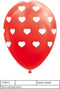 Ballonnen - Met hartjes - Rood, wit - 30cm - 8st.