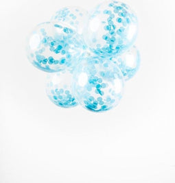 Ballonnen met lichtblauwe confetti | 6 stuks