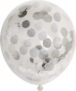 Ballonnen met zilveren confetti | 6 stuks