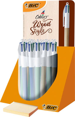 Balpen BIC 4 kleuren Wood | 30 stuks