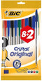 Balpen Bic Cristal Assorti Medium Blister 8+2 gratis